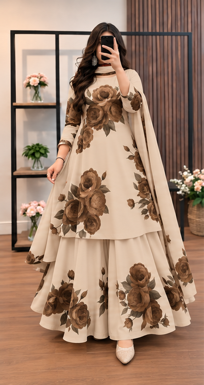 Premium Micro Stitch Digital Print Three Piece for Women | Stylish Kameez, Orna & Salwar Photo 4
