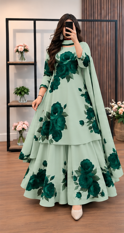 Premium Micro Stitch Digital Print Three Piece for Women | Stylish Kameez, Orna & Salwar Photo 5