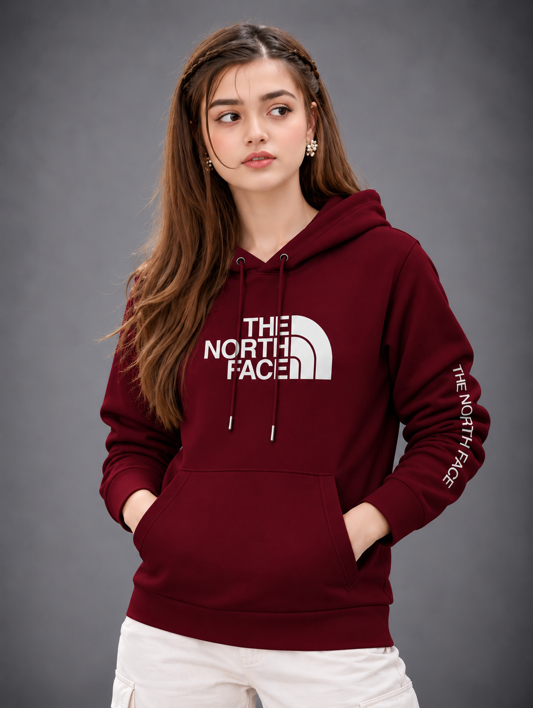 Premium Stylish Ladies North Face Hoodie | 330–350 GSM Cotton