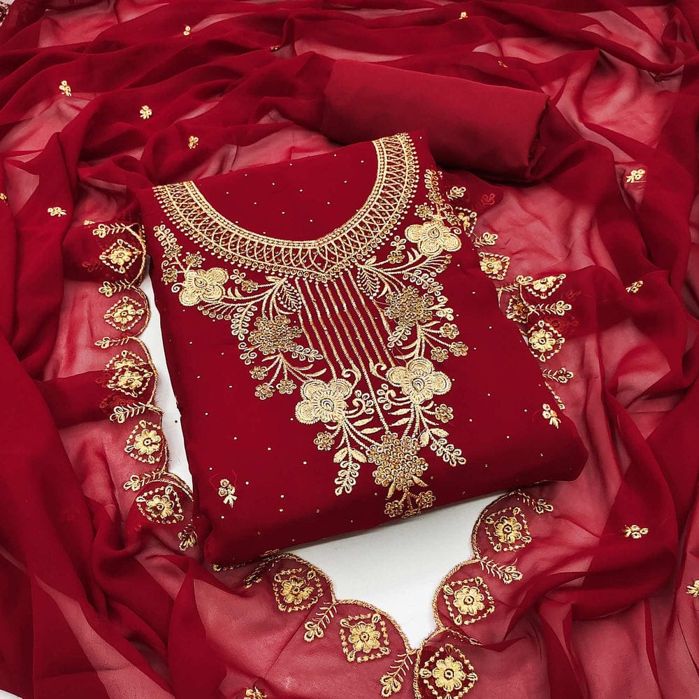 Georgette Embroidery Four Piece for Women | Stylish Chumki Work